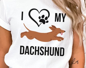 I love my Dachshund Shirt, I heart my Doxie Shirt, I heart my racing Dachshund shirt, Dog Lover Gift, Dachshund Gift, Wiener Dog Shirt