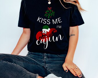 Cajun Christmas Funny Crawfish Under the Mistletoe Shirt for Louisiana and the South