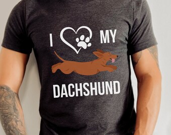 I love my Dachshund Shirt, I heart my Doxie Shirt, I heart my racing Dachshund shirt, Dog Lover Gift, Dachshund Gift, Wiener Dog Shirt