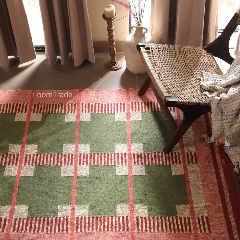 Handmade Navajo Kilim Rug, Aztec Rug, Accent Rug, Outdoor Rug/Indoor Rug, Living/Dinning Room 4X6 Ft. Wool Jute Kilim Rug, Indian DhurrieRug,wool jute kilim rug, jute rug, rugs jute, wool jute rug, aztec rug, southwestern rug, accent rug, handmade rug, kilim area rug, kilim rug, outdoor rug, rug, rugs for living room
