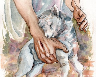 Jezus aquarel schilderij| Christelijke schilderkunst | Jezuskunst | Bijbelse aquarelkunst | Christelijke kunst | Handgeschilderde Christusverf | Christuskunst