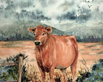 Aquarel koe koe | Melkkoekunst | Origineel koekunstwerk | Koe schilderij | Muurkunst koeienliefhebber | Handgeschilderde koe | Koeienboerenkunst