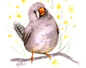 Vink schilderij | Aquarel vogel schilderij | Schilderij vogelliefhebber | Muurkunst vink | Origineel vogelschilderij | Kunstprint kleine vogel| Vinkcadeau