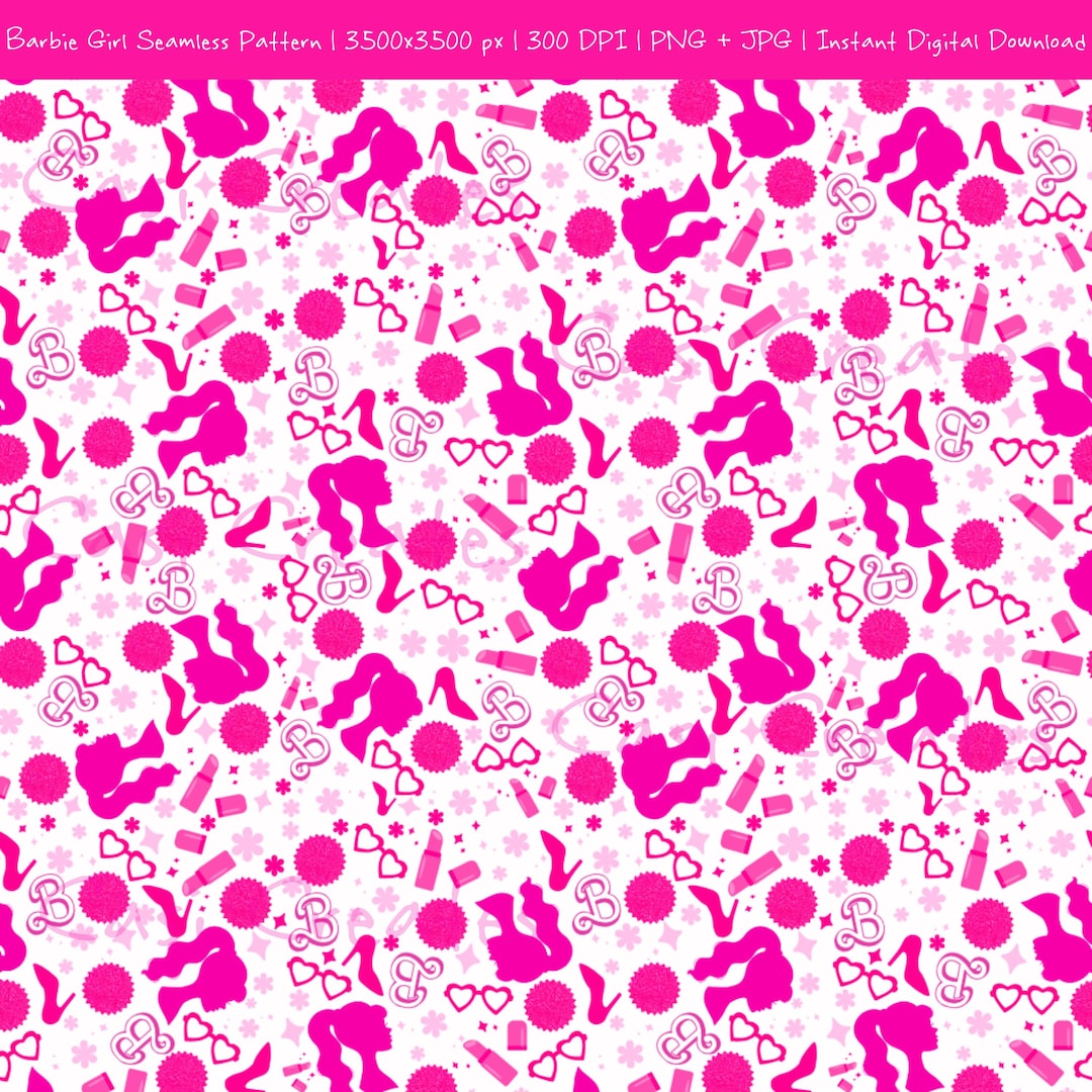 Barbie Girl Seamless Pattern | 3500x3500 Px | 300 DPI | PNG + JPG ...