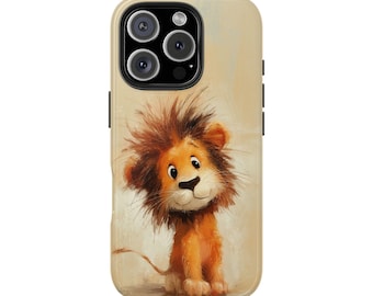 Funda protectora resistente con diseño de león de dibujos animados