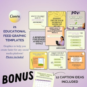 Colorful Instagram Post Templates Canva: Social Media Kit (Digital Download)