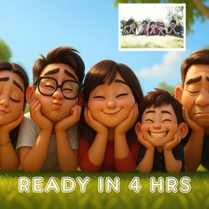 3D Pixar-Inspired Portrait, Personalized Digital Cartoon Art, Family, Couple, Pet Gift, Custom Animated Portrait