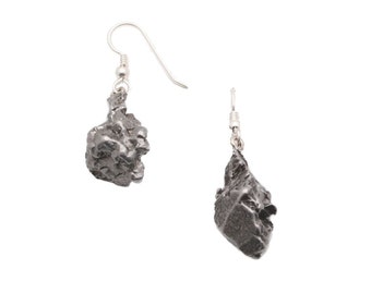 Meteorite Earrings with sterling silver French earwire, Sci-Fi Jewelry, Jewelry From Space