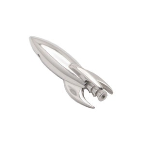 May include: A silver rocket-shaped bottle opener with a detailed design. The opener has a pointed tip and a small handle on the side.