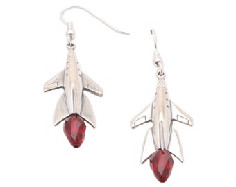 Planetary Cruiser Sterling Silver Earrings with Swarovski Crystal Flames