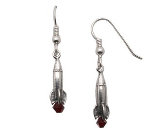 Interstellar Navigator Sterling Silver Earrings with Crystal Flame