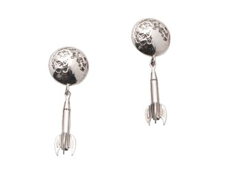 Interstellar Explorer- Moonshot Earrings, Sci-Fi Jewelry, Rocket Ship, Retro Rockets