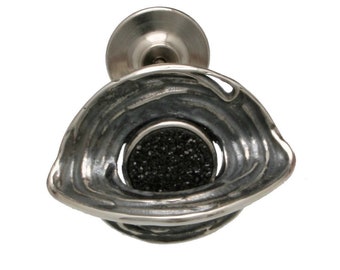 Duzy Quartz Black Hole Sterling Silver Pin