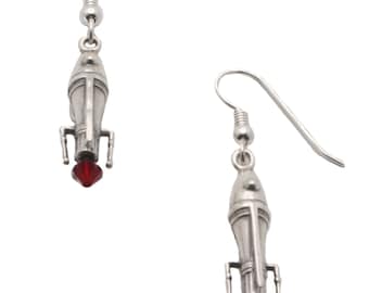 Cosmic Cruiser Sterling Silver Earrings with Swarovski Crystal Flame