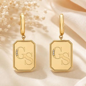 Personalized Initial Earrings, 925 Sterling Silver Gold Vermeil Earrings, Custom Letter Dangle Hoop Earrings, Bridesmaid Gift for Her