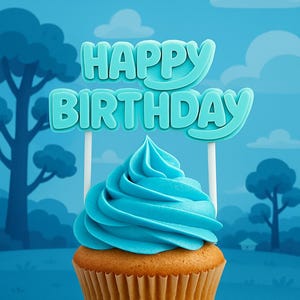 Adorno para tarta &quot;Feliz cumpleaños&quot; con temática de Bluey