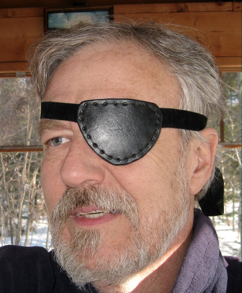 Leather Eye Patch Steampunk Black Eyepatch Pirate Cosplay image 1