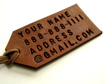 Personalized Luggage Tag / Leather Luggage Tag / Leather Custom Luggage Tag / Bespoke Luggage Tag / Travel Accessory / Stocking Stuffer