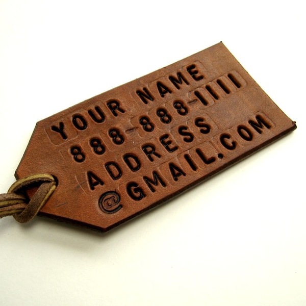 Personalized Luggage Tag / Leather Luggage Tag / Leather Custom Luggage Tag / Bespoke Luggage Tag / Travel Accessory / Stocking Stuffer