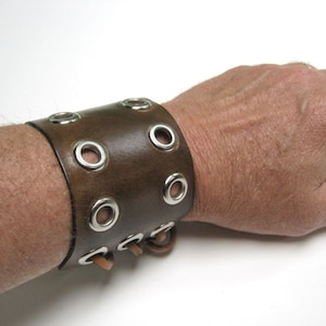 Brown Leather Wristband Goth Wristband SCA Medieval Bracer Barbarian Wristband Leather Bracer Cosplay