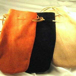 Suede Leather Bag 4 x 7 inch SCA Medieval Purse Leather Pouch image 2