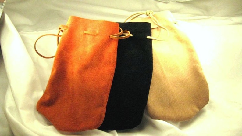 Suede Leather Bag 4 x 7 inch SCA Medieval Purse Leather Pouch image 2