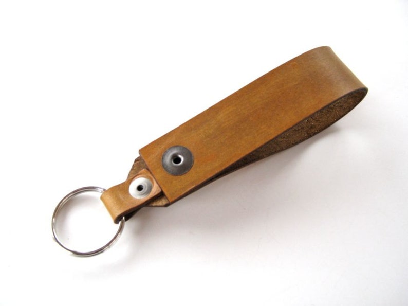 Key Fob Feather Tan Leather Snap Loop for Belt or Pack Etsy