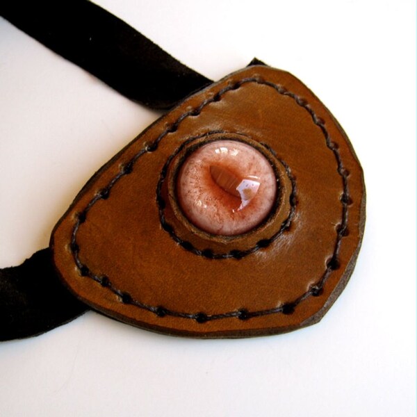 Leather Eye Patch Pink Dragon Eye Zombie Steampunk Tan Eyepatch