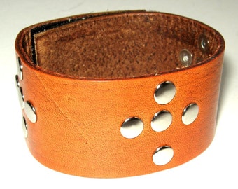 Tan Leather Cuff Medieval Bracelet SCA Barbarian Wristband Leather Bracelet Cross