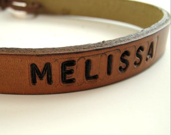 Personalized Leather Choker Leather Necklace Bespoke Black Brown Red Green