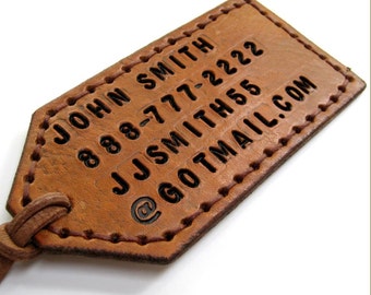 Personalized Luggage Tag Leather Luggage Tag 2-sided Custom Luggage Tag Bespoke Travel