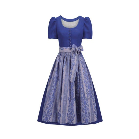 modern german dress Bavaria Trachten Women's German Dirndl Dress Blue Gold M