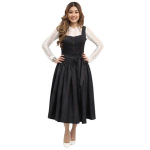 Black Dirndl Timeless Delight | Authentic German Dress w/ Lace Blouse & Apron | Oktoberfest Heirloom