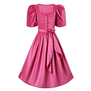 pink Velvet Dirndl Dress\ Traditional German Oktoberfest Dress |  Size Options Available