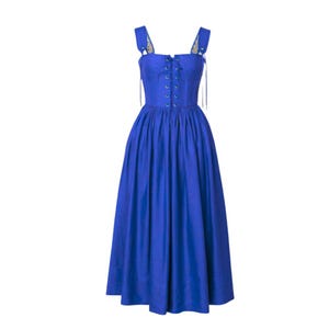 Dirndl Carina for women, Long dirndl dress for the Oktoberfest, Volksfest or folk festival in Bavaria, tradtional festliches dirndl in Blue