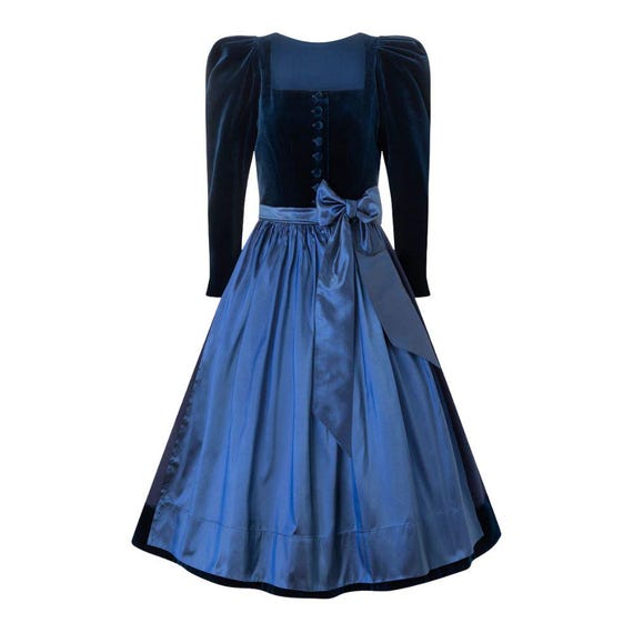 knee length dresses for ladies German Green Long Sleeve Dirndl Dress (B-38