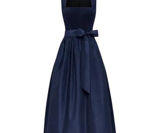 Authentic Blue velvet Bavarian Dirndl Dress | Traditional German Oktoberfest Outfit | Include Blouse & Apron