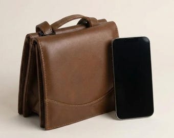 Bolso bandolera de cuero hecho a mano para teléfono / Cartera pequeña de viaje y tarjetero