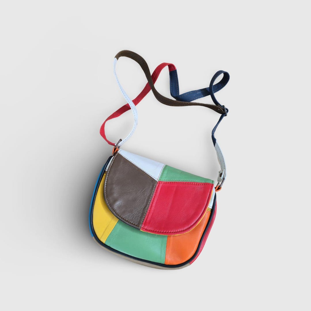 Colorful Patchwork Purses Colorful Leather Patchwork Crossbody Bag, Boho Multi Color Shoulder ...