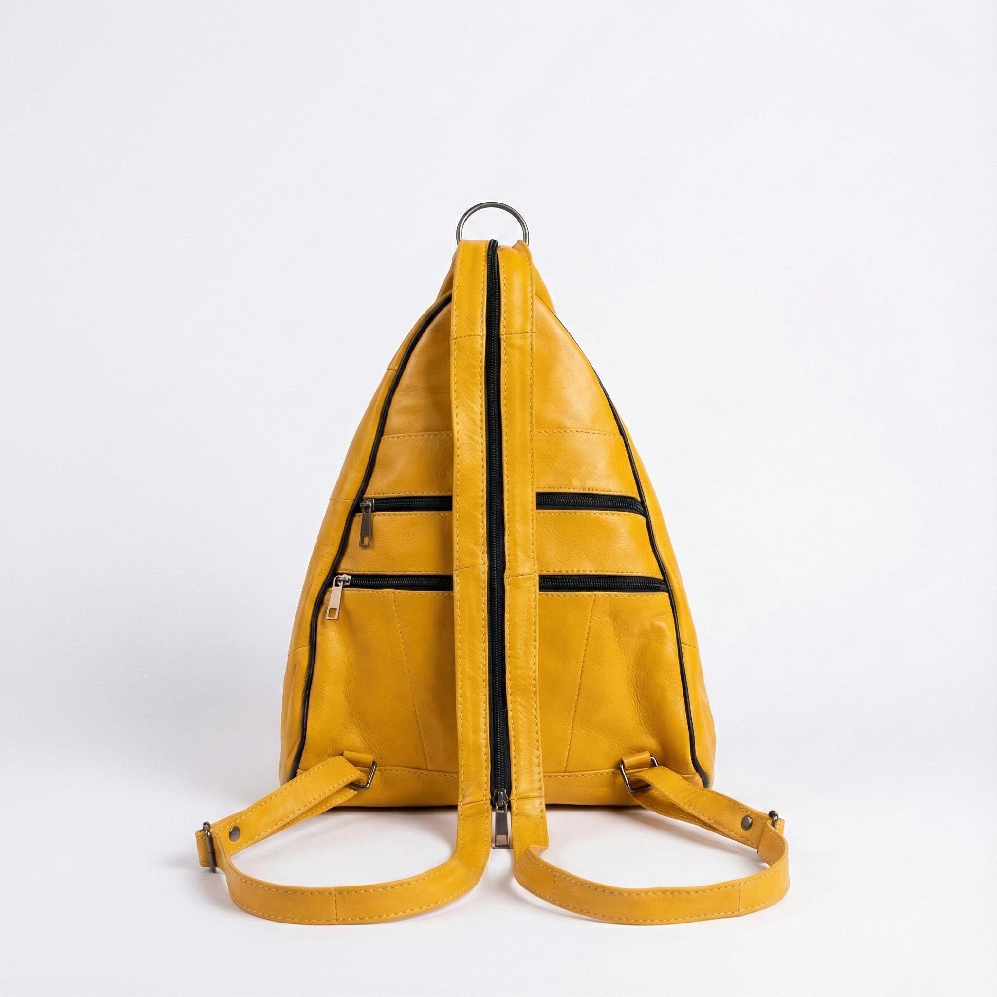 Italian Mustard Yellow Genuine Leather Backpack Sling Hanai Sling Bag Mustard – Byananas main image 4