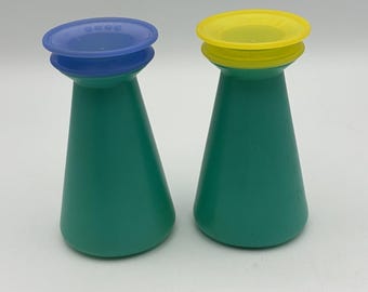 Vintage Tupperware "Impressions" Salt and Pepper Set #3249 Retro Colorful