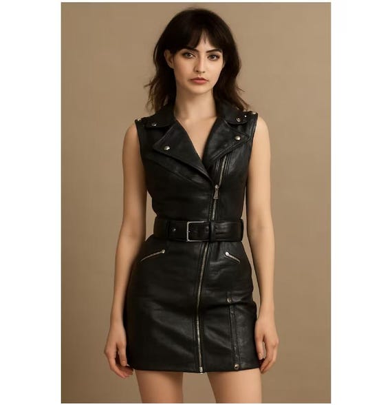 chinese dress ladies Miss Circle Women's Shelby Dark Brown Faux Leather with Lace Mini Dress - Dark Brown