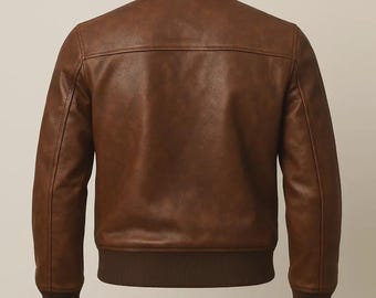 Handmade Italian Lambskin Leather Cafe Racer Jacket - Vintage