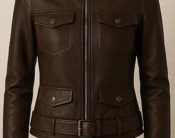 Vintage Brown Leather Jacket: Handmade Slim Fit Genuine Leather Coat
