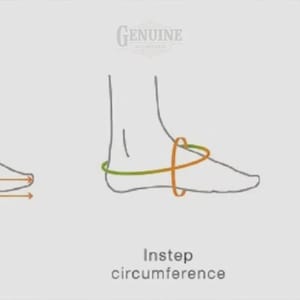 Pu&ograve; includere: Un diagramma che mostra tre metodi per misurare un piede. Il primo mostra la lunghezza del piede con frecce arancioni. Il secondo mostra la circonferenza del collo del piede con un anello arancione. Il terzo mostra la circonferenza dell'articolazione.