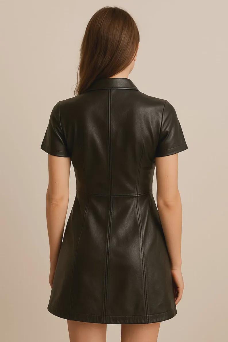 Leather Robe Crimp Handmade Sheep Leather Mini Shirt Dress | Women’s Luxury Leather Outfit ...