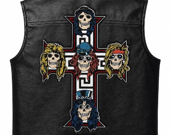 Men's Black Leather Vest | Axl Rose Style Biker Vest | Vintage Rock Motorcycle Vest | Handmade Genuine Leather Waistcoat