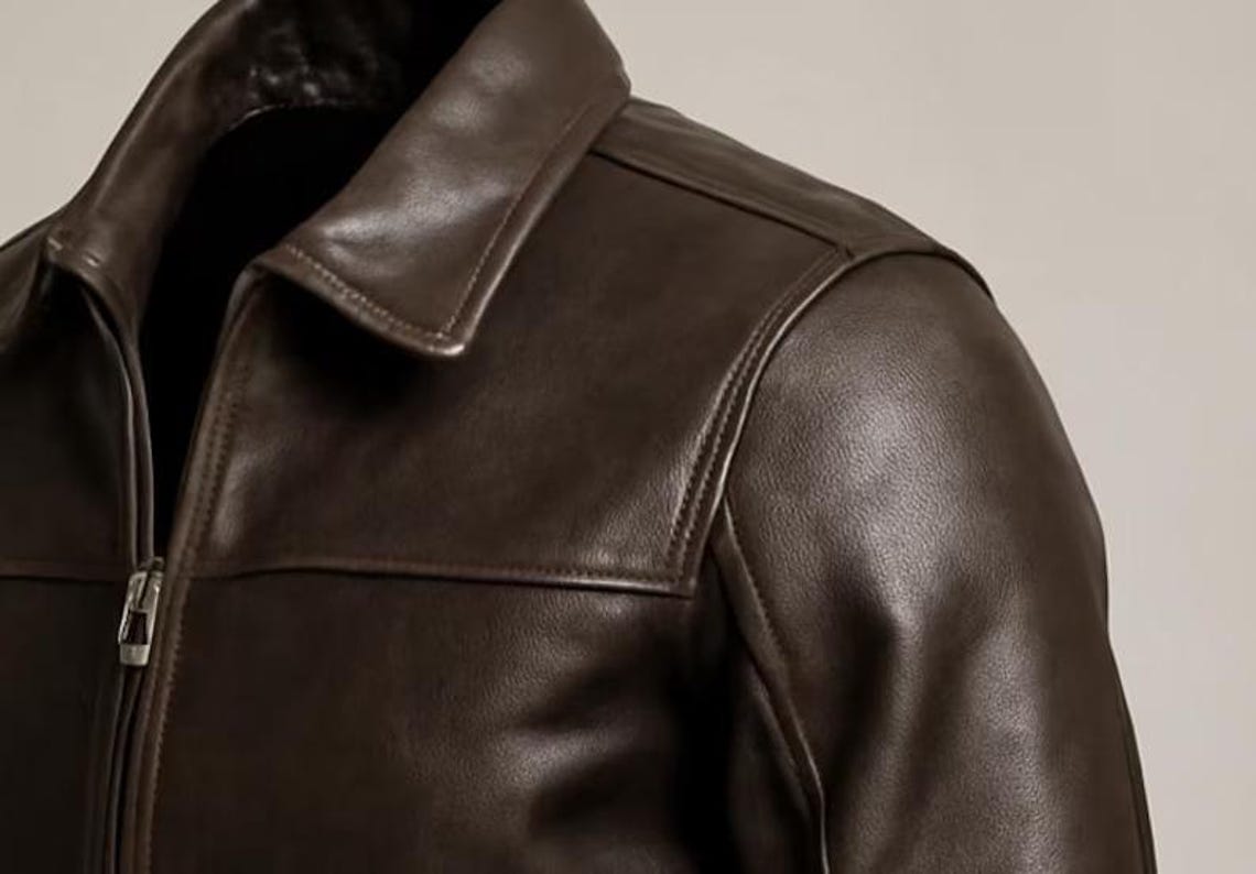 Handmade Dark Brown Cowhide Biker Jacket: Real Leather, Custom Size - Etsy
