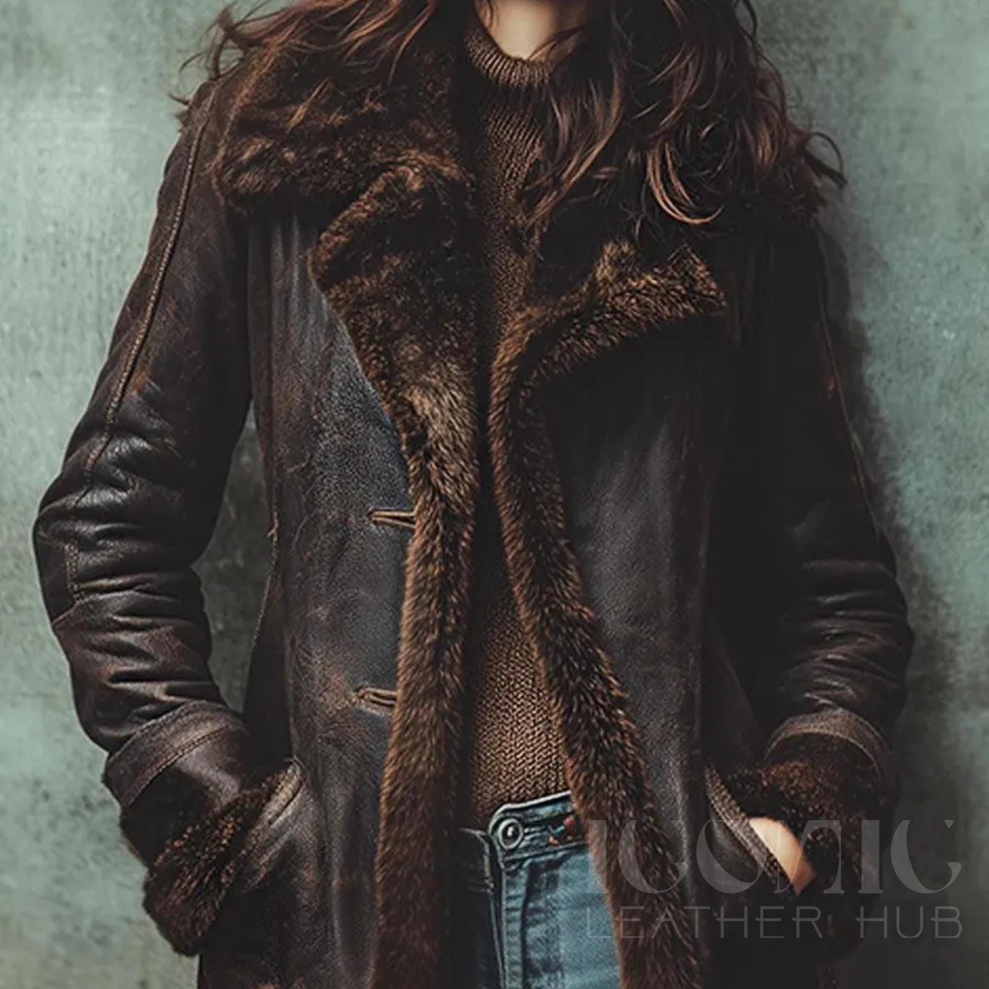 Manteau Femme Fablor Pell - Véritable Peau D'agneau - Taille 38 Marron - Occasion Très Bon état