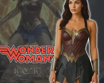 Wonder Warrior Princess Skórzany kostium cosplayowy ręcznie robiony strój fantasy zbroi damski kostium na Halloween